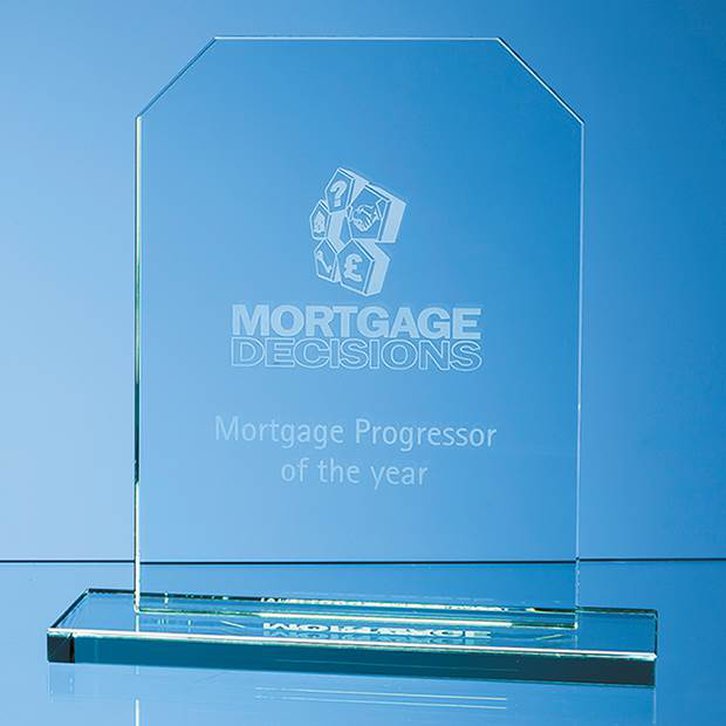 20.5cm x 15cm x 12mm Jade Glass Honour Award