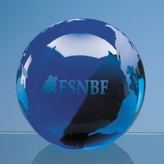 7cm Sapphire Blue Optical Crystal Globe Paperweight