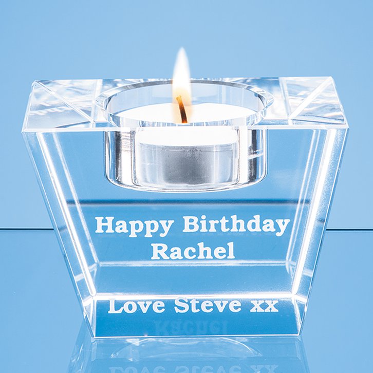7.5cm Optical Crystal Tapered Tealight Holder