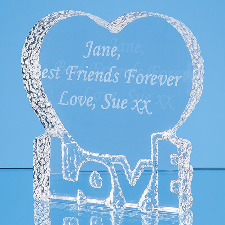 10cm Optical Crystal Love Heart Paperweight