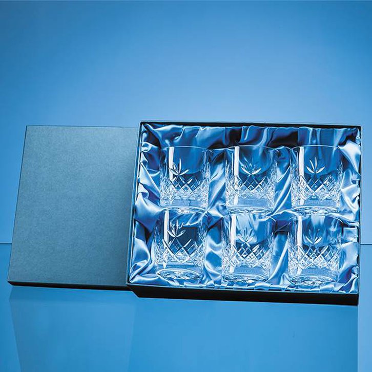 6pc 300ml Blenheim Lead Crystal Full Cut Whisky Tumbler Gift Set