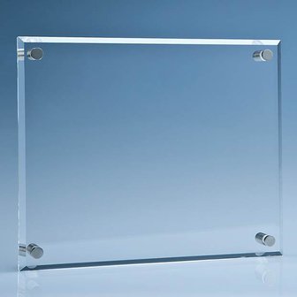 25.5cm x 30.5cm Clear Glass Wall Display Plaque inc Fixing Kit