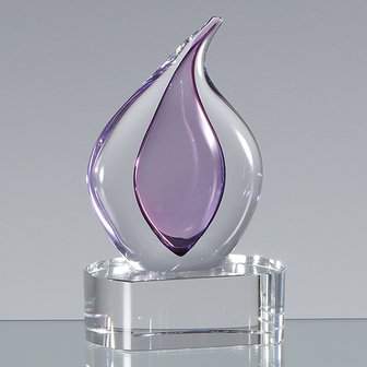 13cm Handmade Glass Heather Teardrop Award