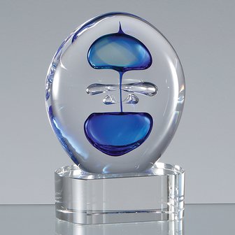 12cm Handmade Blue & Teal Round CrystalArt Award