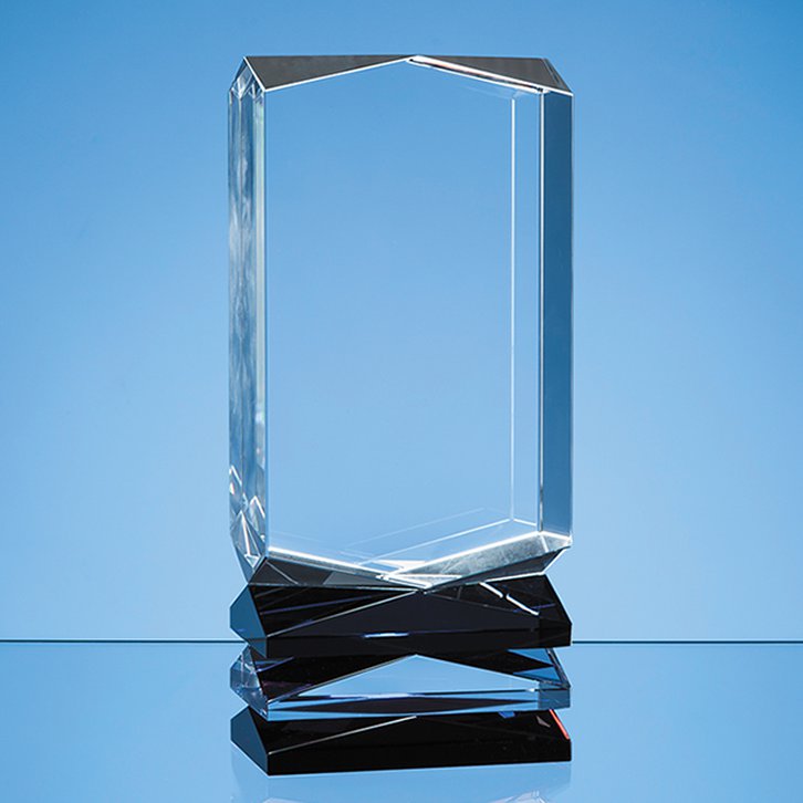 23cm Nik Meller Design Clear Optical Crystal  Cobalt Blue & Red Covet Column Award