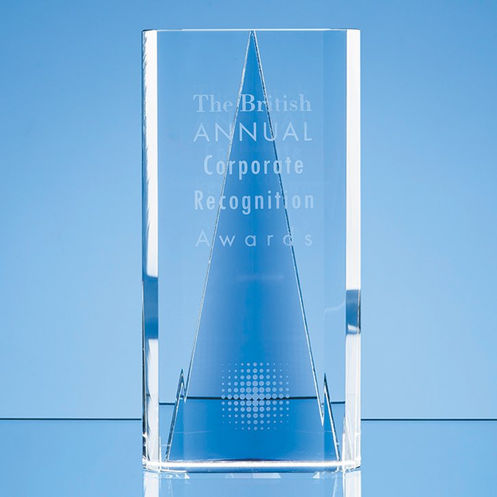 20.5cm Nik Meller Design Clear Optical Crystal & Cobalt Blue Savanna Award