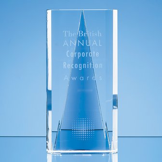 20.5cm Nik Meller Design Clear Optical Crystal & Cobalt Blue Savanna Award