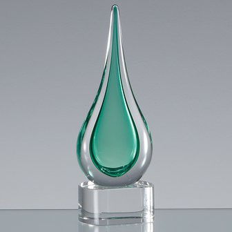 18cm Handmade Crystal Emerald Green Teardrop Award