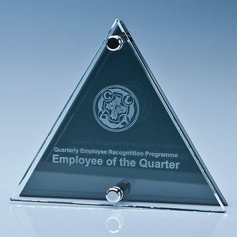 15cm x 17.5cm x 6mm Clear & Smoked Glass Triangle Plaque