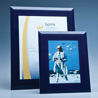 Navy Surround Glass Frame for A4 Photo or Certificate  H or V