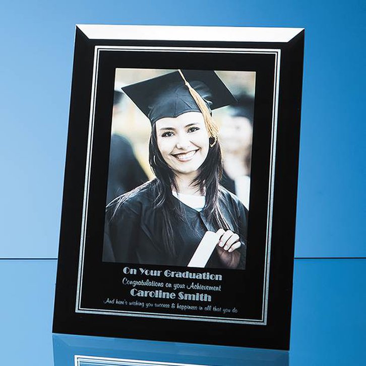 Black Surround with Silver Inlay Glass Frame for 4inchinch x 6inchinch Portrait Photo