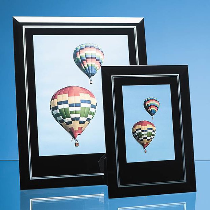 Black Surround with Silver Inlay Glass Frame for 8inchinch x 10inchinch Portrait Photo