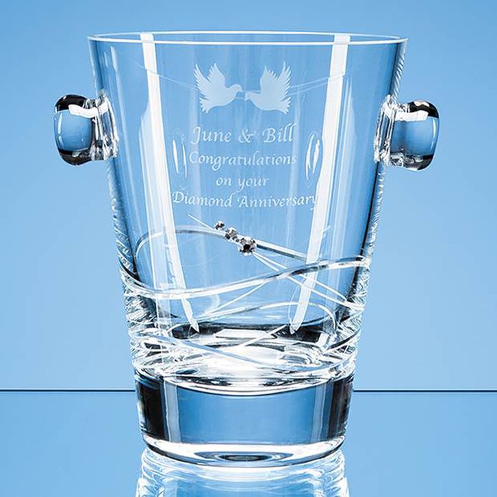 0.75ltr Diamante Ice Bucket with Spiral Design Cutting