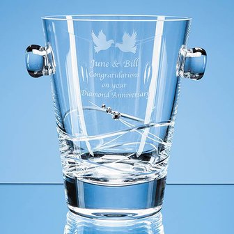 0.75ltr Diamante Ice Bucket with Spiral Design Cutting