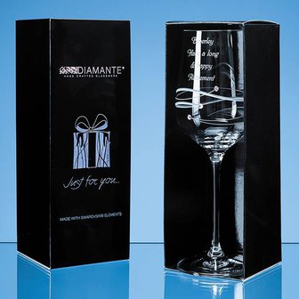 Just For You Diamante Wine Glass with Spiral Design Cutting in an attractive Gift Box
