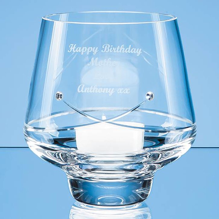 10.5cm Handmade Diamante Tealight Holder with Kiss Cut Design