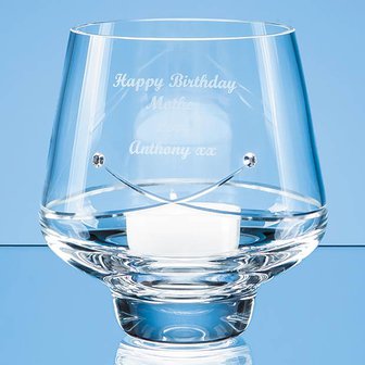 10.5cm Handmade Diamante Tealight Holder with Kiss Cut Design