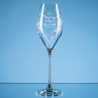 320ml Just For You Diamante Prosecco Glass with Heart Shaped Cutting