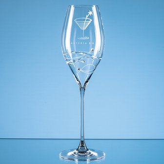 320ml Just For You Diamante Prosecco Glass with Spiral Design Cutting