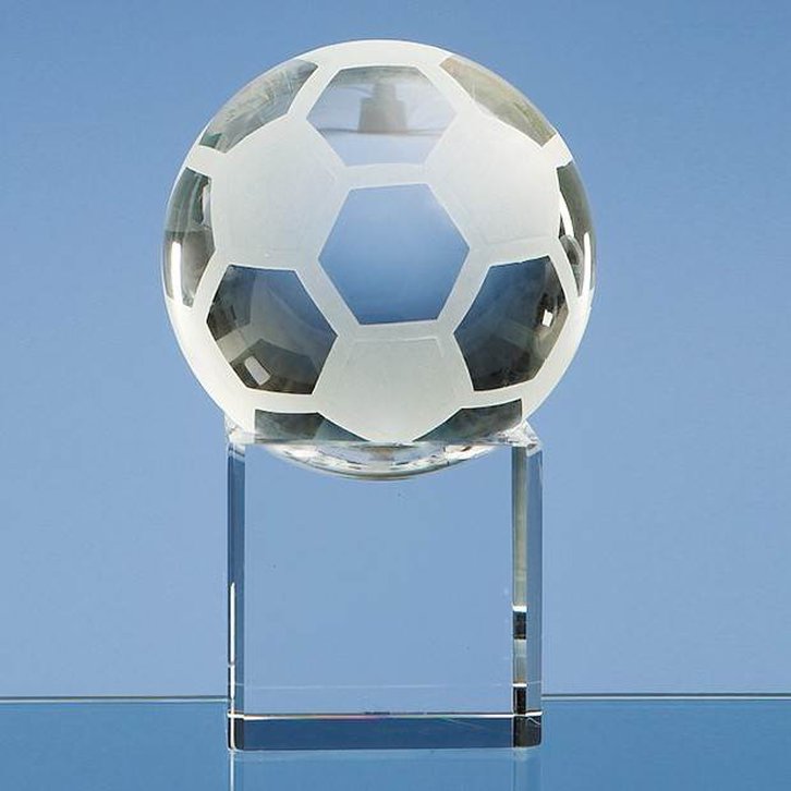 8cm Optical Crystal Football on a Clear Crystal Base