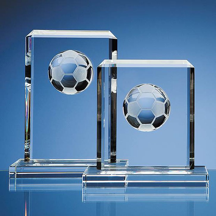 19cm Optical Crystal Football Rectangle Award