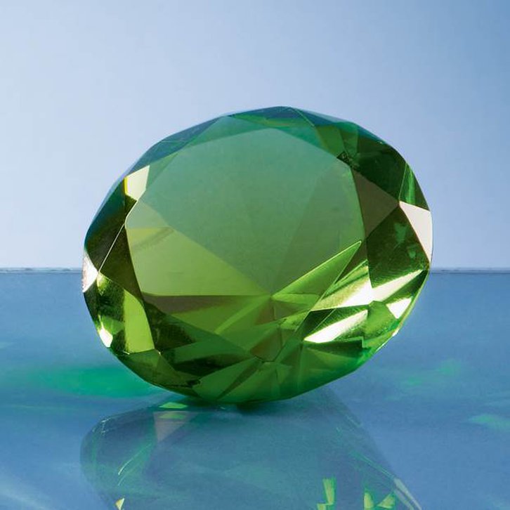 6cm Optical Crystal Green Diamond Paperweight