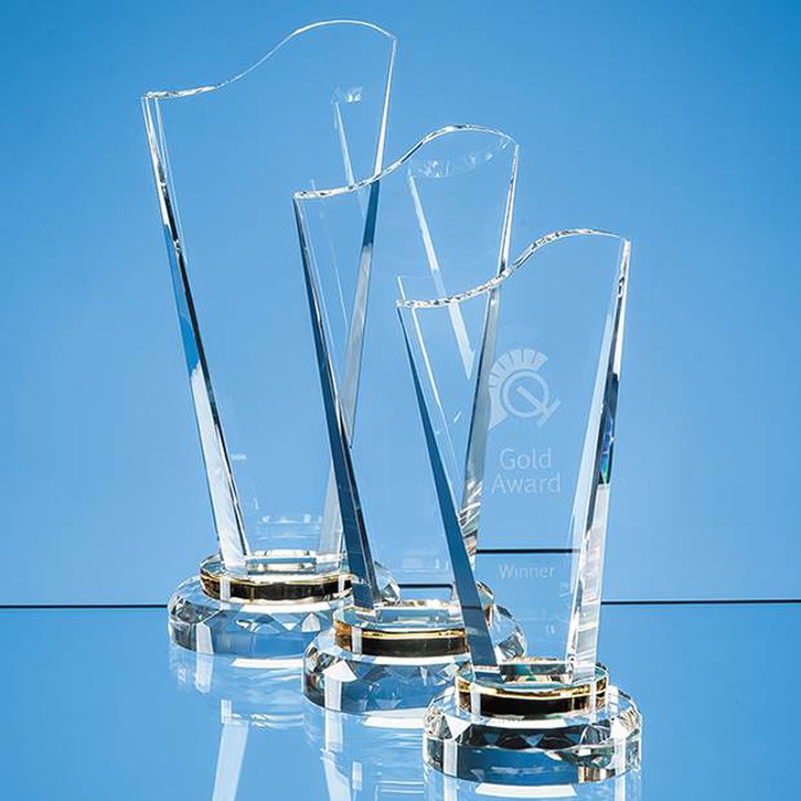 22.5cm Optical Crystal Golden Torch Award