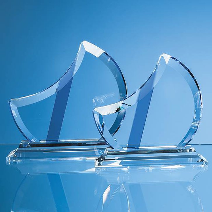 18cm Optical Crystal Eclipse Award with Sapphire Blue Flash