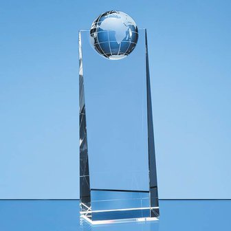 21cm Optical Crystal Globe Rectangle Award