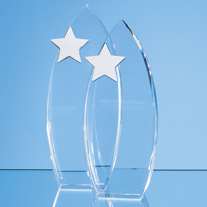 23cm Optical Crystal Arch Award with Silver Star