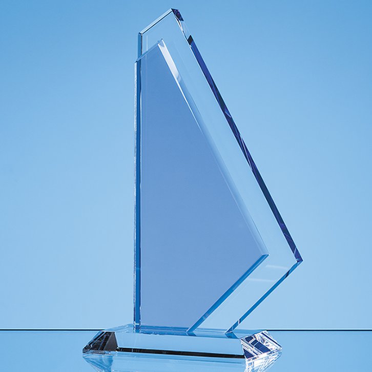 22.5cm Clear & Cobalt Blue Optical Crystal Glacier Award