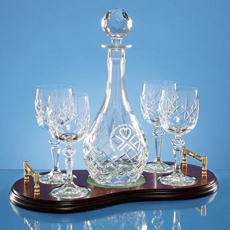 5pc Wine Set Wood Base