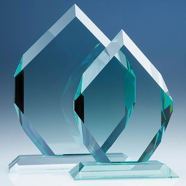 20.5cm x 15.5cm x 19mm Jade Glass Royal Diamond Award