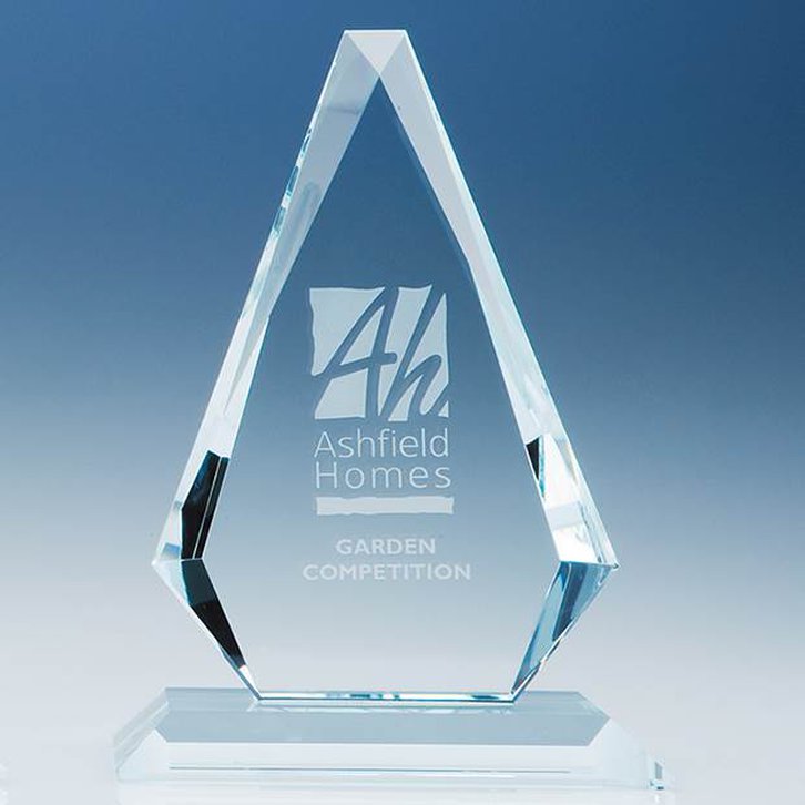 20.5cm x 13.5cm x 19mm Clear Glass Windsor Diamond Award