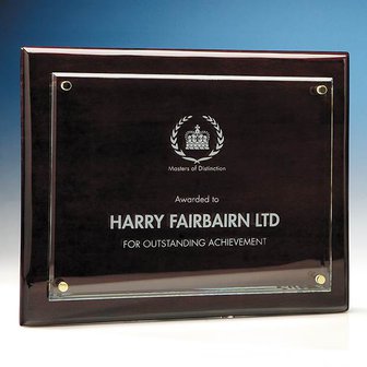 21.5cm x 28cm Clear Rectangle mounted on a Rosewood Plaque