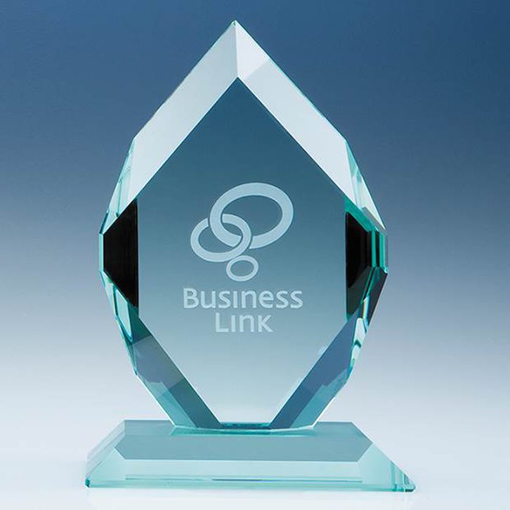 16.5cm x 12cm x 19mm Jade Glass Royal Diamond Award