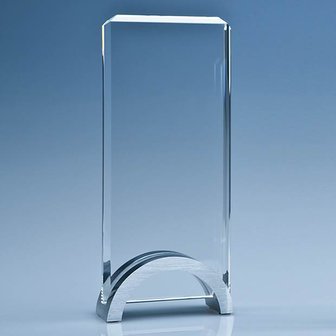 20cm x 9cm x 15mm Optical Crystal Rectangle on an Aluminium Base